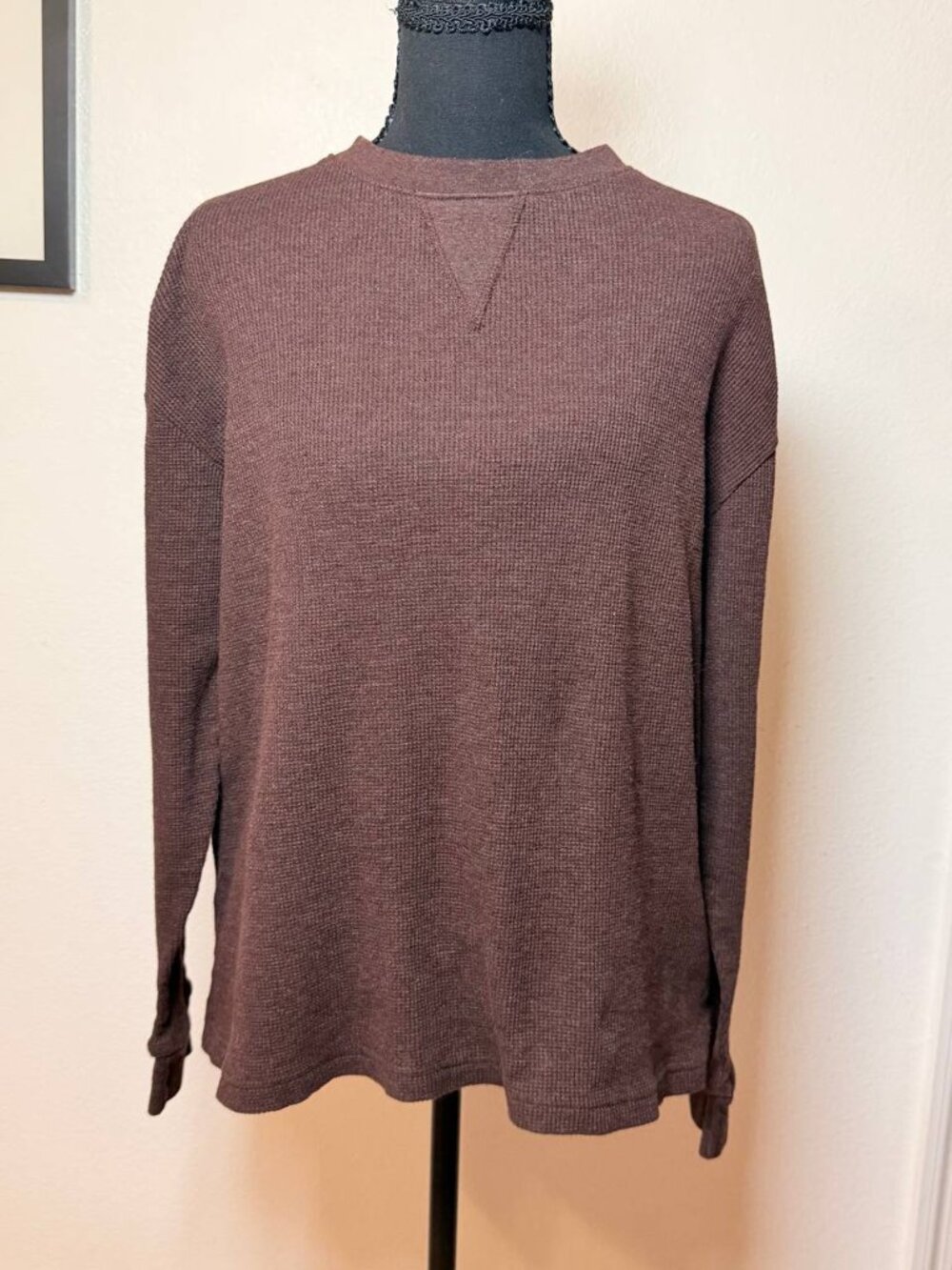 Essentials by Seven Apparel Waffle Knit Thermal Top - Cozy Cabin Aesthetic Fall